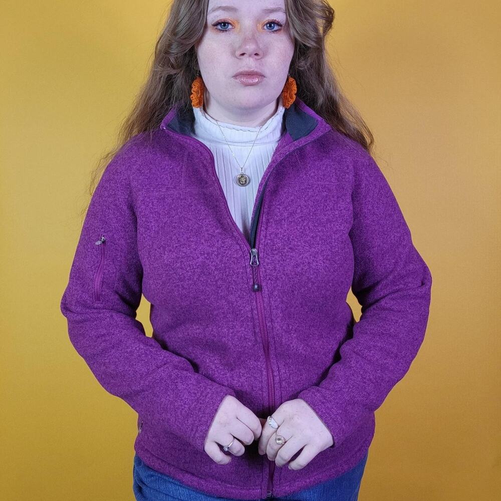 Eddie Bauer Magenta Zip Up Knit Fleece Lined Jacket, XL